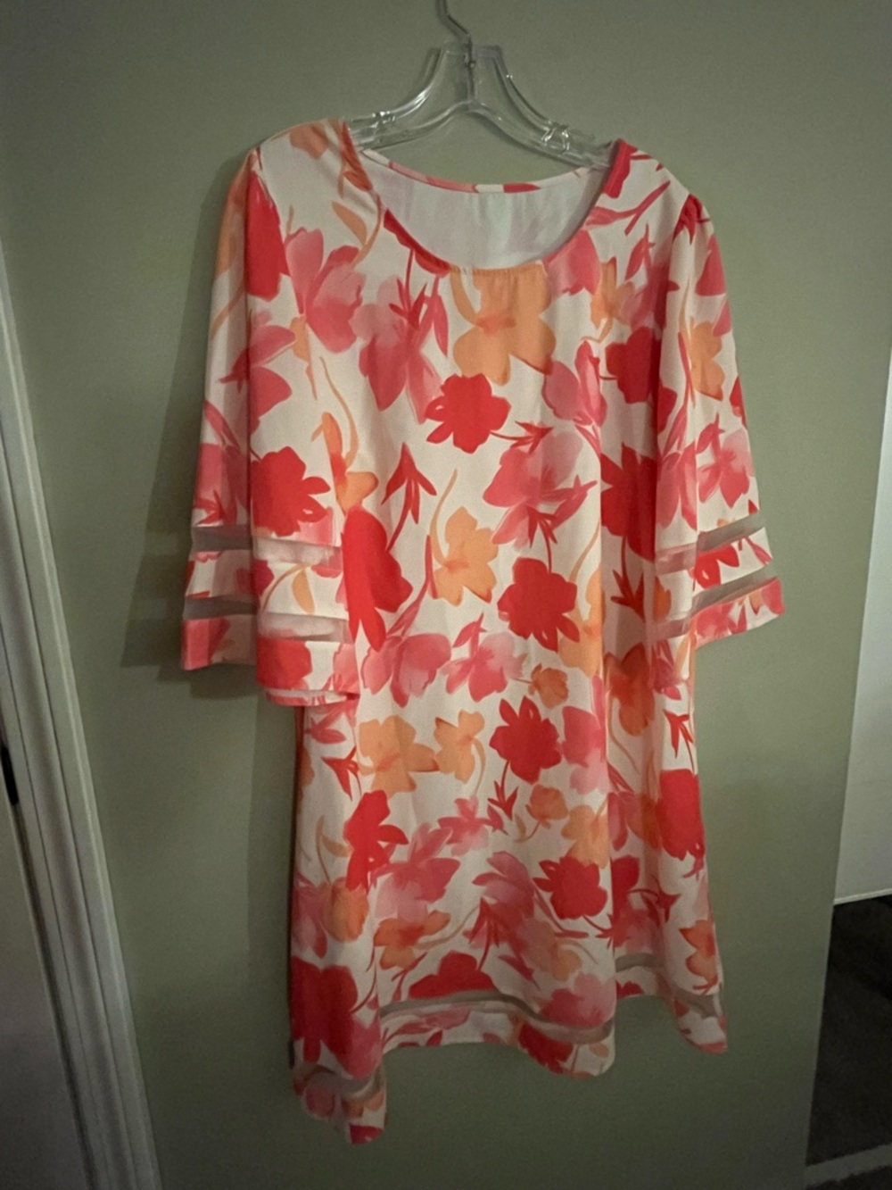 Floral Shift Dress - Coral & Peach